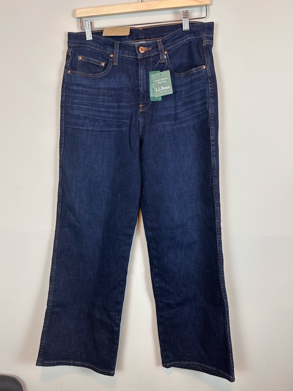 L.L.Bean Everyday Stretch Jeans Women’s 12 Petite High Rise Relaxed Wide Leg NWT